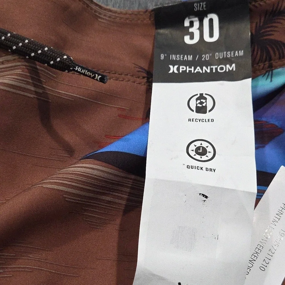 Hurley Phantom Board‎ Shorts Mens 30 Brown Tropical Palm Swim Trunks Stretch New
